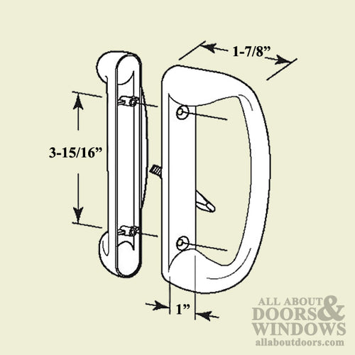 Non-Handed Diecast Handle Set with 3-15/16 Inch Hole Center for Sliding Glass Door - White - Non-Handed Diecast Handle Set with 3-15/16 Inch Hole Center for Sliding Glass Door - White