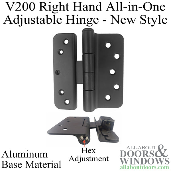 V200 Right Hand All In One Adjustable Hinge, Aluminum Base - V200 Right Hand All In One Adjustable Hinge, Aluminum Base