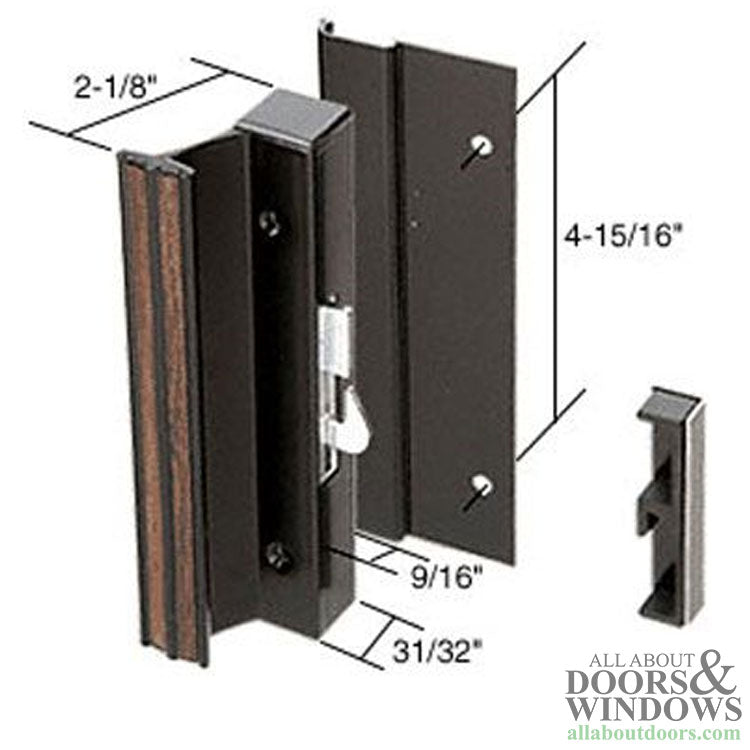 Sliding Patio Door Handle Set with Hook Latch 4-15/16 Inch Hole Center Black Finish - Sliding Patio Door Handle Set with Hook Latch 4-15/16 Inch Hole Center Black Finish