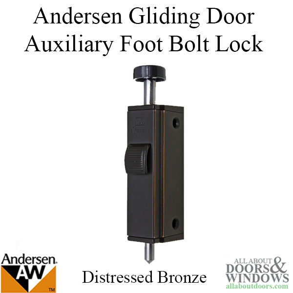 Andersen Auxiliary Foot Bolt Lock for Frenchwood Gliding Door - Distressed Bronze - Andersen Auxiliary Foot Bolt Lock for Frenchwood Gliding Door - Distressed Bronze