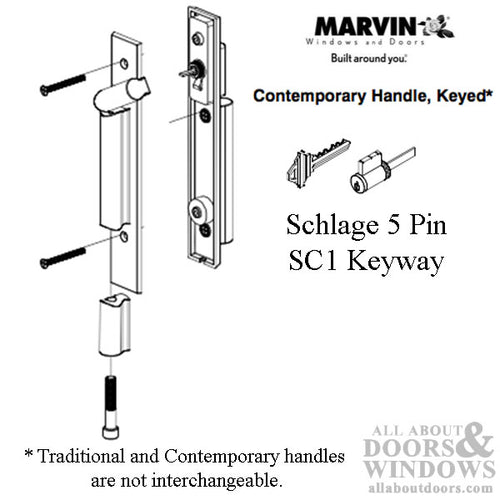 Marvin Contemporary Keyed Handle, Ultimate Sliding French Door - ORBZ, PVD - Marvin Contemporary Keyed Handle, Ultimate Sliding French Door - ORBZ, PVD