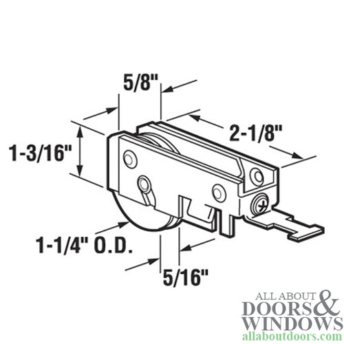 Sliding Patio Door Roller with Adjustable Steel Housing Assembly 1-1/4 Inch Nylon Wheel Diameter - Sliding Patio Door Roller with Adjustable Steel Housing Assembly 1-1/4 Inch Nylon Wheel Diameter