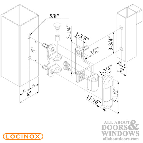 180 Degree 3-Way Locinox Ornamental Hinge Pair - 180 Degree 3-Way Locinox Ornamental Hinge Pair