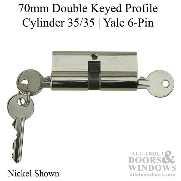 35/35 Double Keyed Profile Cylinder, 70 mm, 2-3/4'' Yale - Choose Color - 35/35 Double Keyed Profile Cylinder, 70 mm, 2-3/4'' Yale - Choose Color