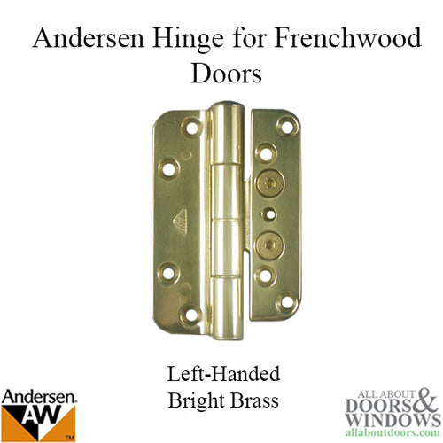 Discontinued - Andersen 1992-2005 Frenchwood door Hinge - Left Hand - Bright Brass - Discontinued - Andersen 1992-2005 Frenchwood door Hinge - Left Hand - Bright Brass