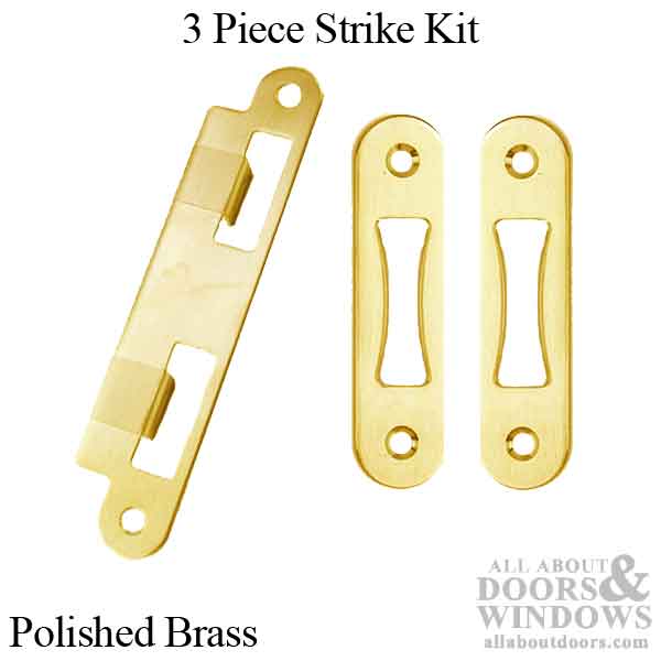 GU Set of Strike Plates for 1-3/4 thick door, 45 mm - Polished Brass - GU Set of Strike Plates for 1-3/4 thick door, 45 mm - Polished Brass