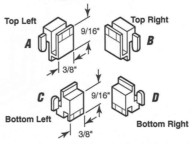 Corner Guide Set - Sliding Windows, Glides / Guides - Nylon - Corner Guide Set - Sliding Windows, Glides / Guides - Nylon