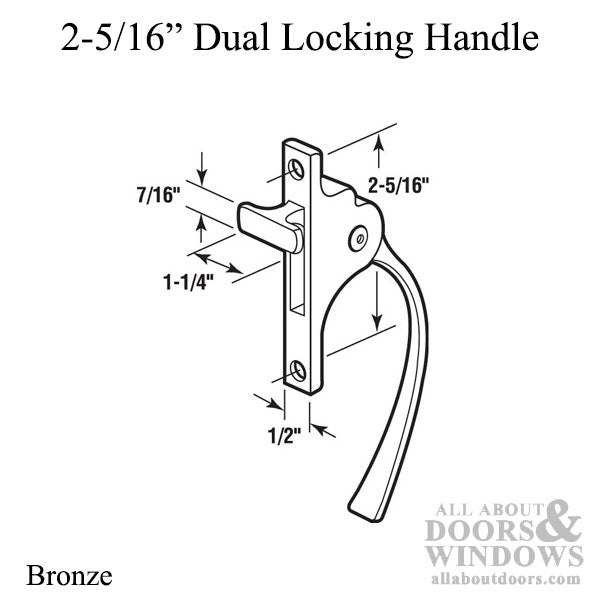 Casement Window 2-5/16  Dual Locking Handle - Bronze - Casement Window 2-5/16  Dual Locking Handle - Bronze