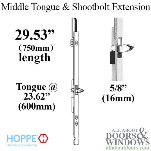 16mm Manual Middle Extension Shootbolt-Tongue @ 23.62