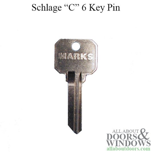 Marks C key way, SC4  6 pin  Keyblanks  - Nickel