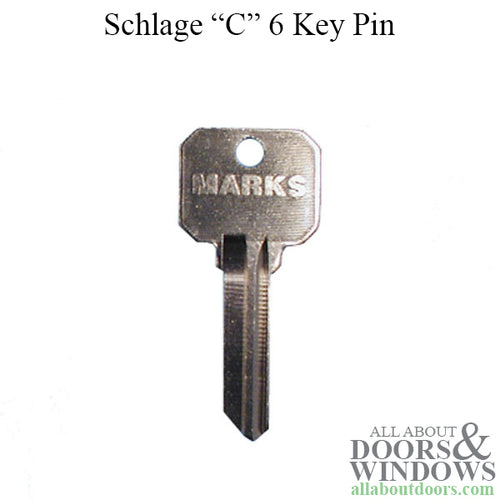 Marks C key way, SC4  6 pin  Keyblanks  - Nickel - Marks C key way, SC4  6 pin  Keyblanks  - Nickel