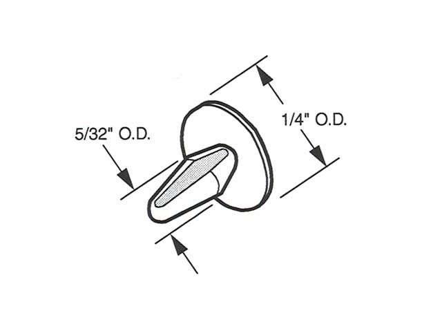 Guide and Anti-Rattle Button - Sliding Patio Door, Nylon - Guide and Anti-Rattle Button - Sliding Patio Door, Nylon