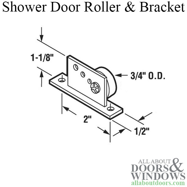 Shower door Roller w/ Bracket, 3/4   Flat Edge Wheel- Shower Door- Pairs - Shower door Roller w/ Bracket, 3/4   Flat Edge Wheel- Shower Door- Pairs