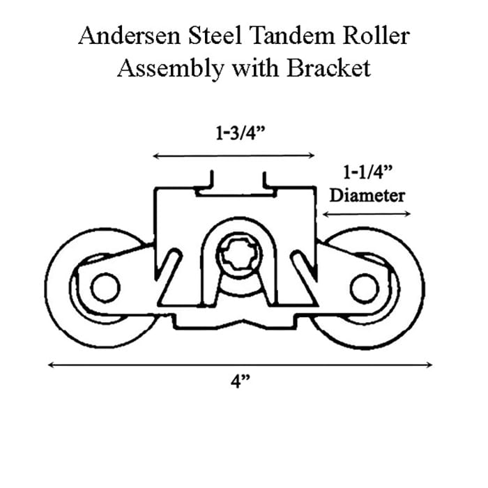 Andersen Perma-Shield Gliding Door - Steel Tandem Roller Assembly w/ Bracket (1982 - present) - Andersen Perma-Shield Gliding Door - Steel Tandem Roller Assembly w/ Bracket (1982 - present)