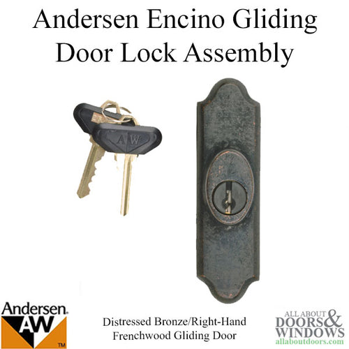 Andersen Window - Frenchwood Gliding Door - Lock Assembly, Encino - RH - Distressed Bronze - Andersen Window - Frenchwood Gliding Door - Lock Assembly, Encino - RH - Distressed Bronze