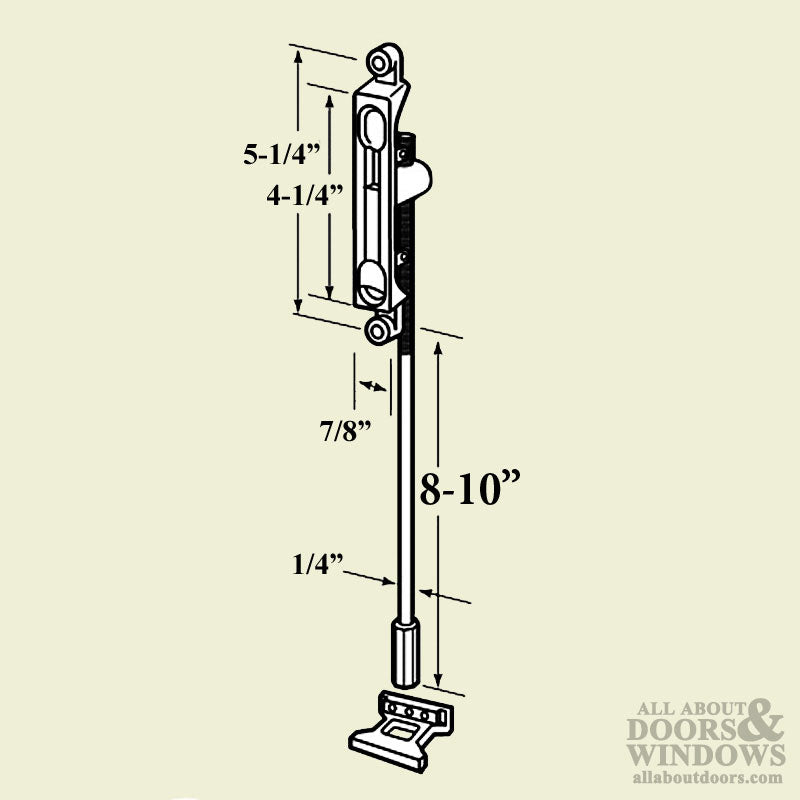 Flush Bolt 8 - 10 Inch 1/8bs Adjustable Extension Bolt- Aluminum - Flush Bolt 8 - 10 Inch 1/8bs Adjustable Extension Bolt- Aluminum