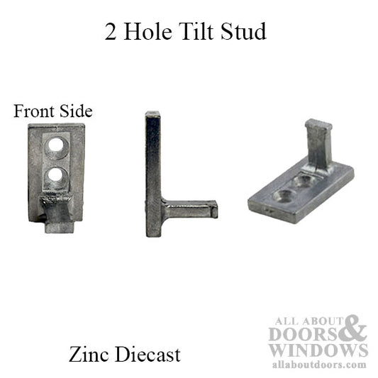 Cam Pivot, 2 hole Tilt Stud for Tilt-In wood windows - Zinc Diecast