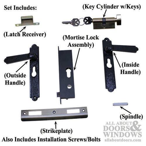 Academy Security Door Mortise Lock - Complete w/ key Cylinder - Black - Academy Security Door Mortise Lock - Complete w/ key Cylinder - Black