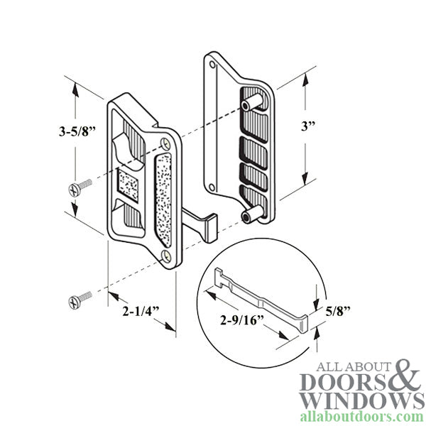 Non-Handed Latch & Pull for Sliding Screen Door - White - Non-Handed Latch & Pull for Sliding Screen Door - White