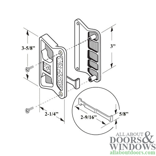 Non-Handed Latch & Pull for Sliding Screen Door - White - Non-Handed Latch & Pull for Sliding Screen Door - White