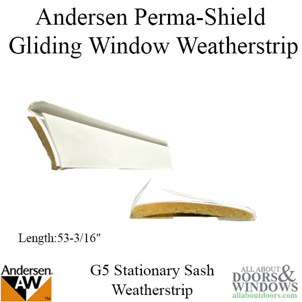 Andersen - Perma-Shield Gliding Window - Stationary Weatherstrip, Meeting Stile G5 - White - Andersen - Perma-Shield Gliding Window - Stationary Weatherstrip, Meeting Stile G5 - White