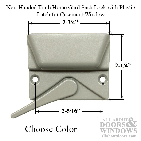 Non-Handed Truth Home Gard Sash Lock with Plastic Latch for Casement Window - Choose Color - Non-Handed Truth Home Gard Sash Lock with Plastic Latch for Casement Window - Choose Color