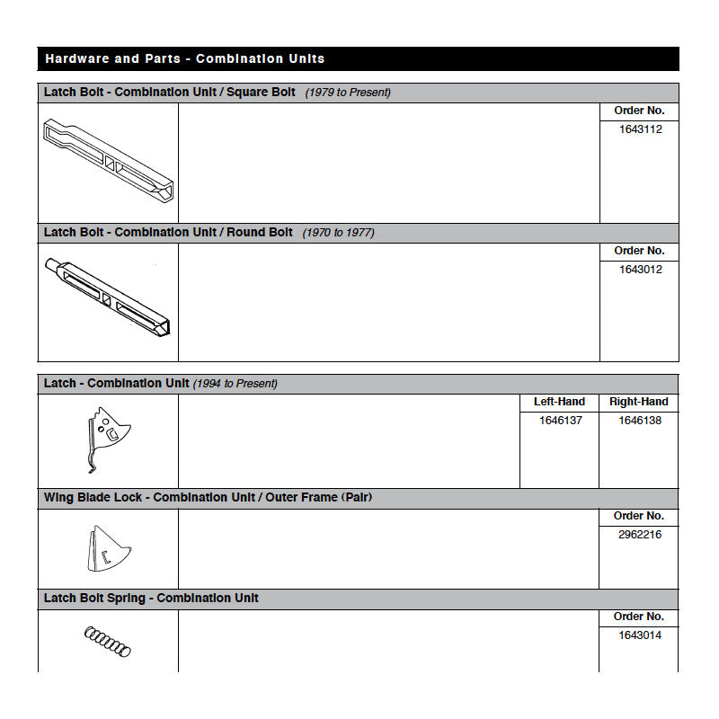 Knife Latch - Left Hand - Andersen Double Hung Windows, 1994 to Present - Knife Latch - Left Hand - Andersen Double Hung Windows, 1994 to Present