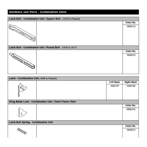 Knife Latch - Left Hand - Andersen Double Hung Windows, 1994 to Present - Knife Latch - Left Hand - Andersen Double Hung Windows, 1994 to Present