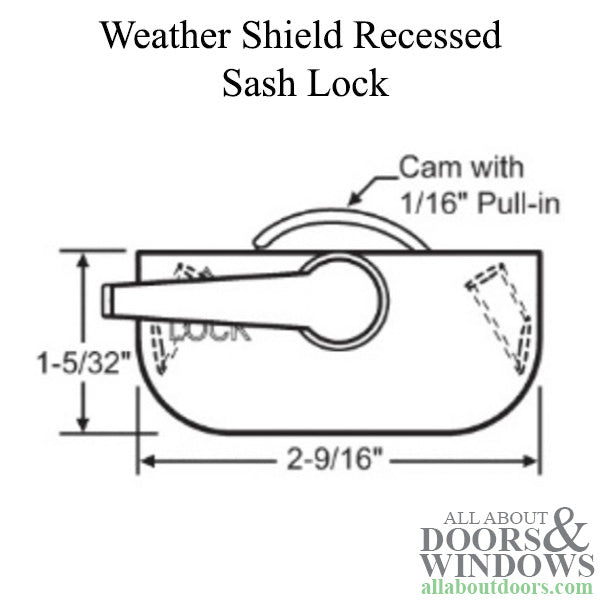 Weather Shield Logo Recessed w/ Flange window sash lock,  Left Hand - Weather Shield Logo Recessed w/ Flange window sash lock,  Left Hand