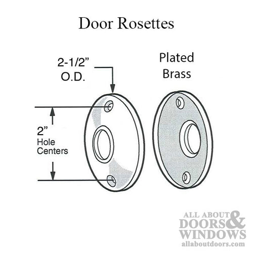 Rosettes, Door Trim  2-1/2 OD - Solid Brass (Pair) - Rosettes, Door Trim  2-1/2 OD - Solid Brass (Pair)