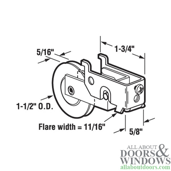 Roller Assembly - Sliding Patio Door, Steel Ball Bearing - Roller Assembly - Sliding Patio Door, Steel Ball Bearing