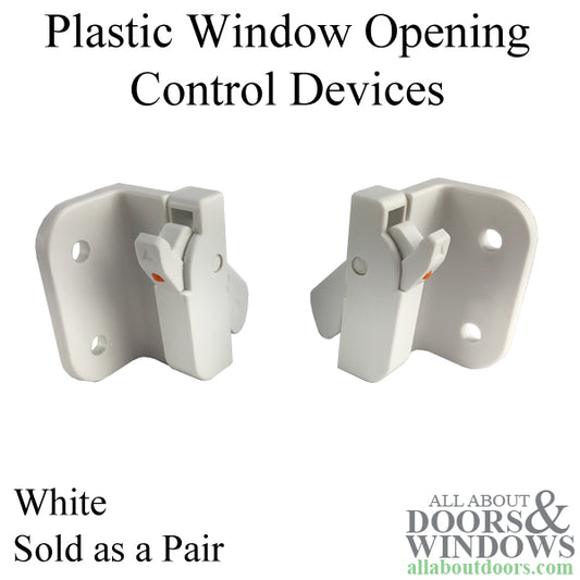 Plastic Window Opening Control Device / Night Latch, White, Pairs