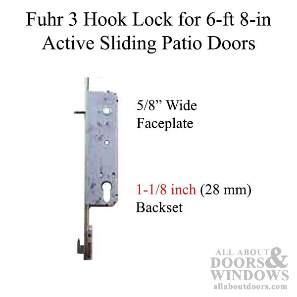 Fuhr Multi-Point Lock, 3 Hooks, 28mm - 6-8  Sliding Door - Fuhr Multi-Point Lock, 3 Hooks, 28mm - 6-8  Sliding Door