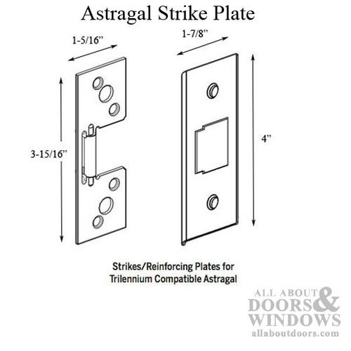 Trilennium Astragal Strike Plate Kit  (3) with Screws - Choose Color - Trilennium Astragal Strike Plate Kit  (3) with Screws - Choose Color