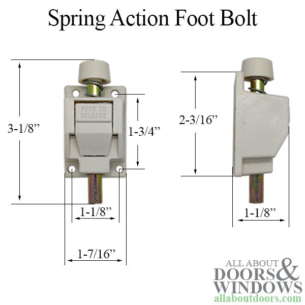 Truth Rectangular Spring Action Foot Bolt and Strikes for Patio Door, Long Bolt - Truth Rectangular Spring Action Foot Bolt and Strikes for Patio Door, Long Bolt