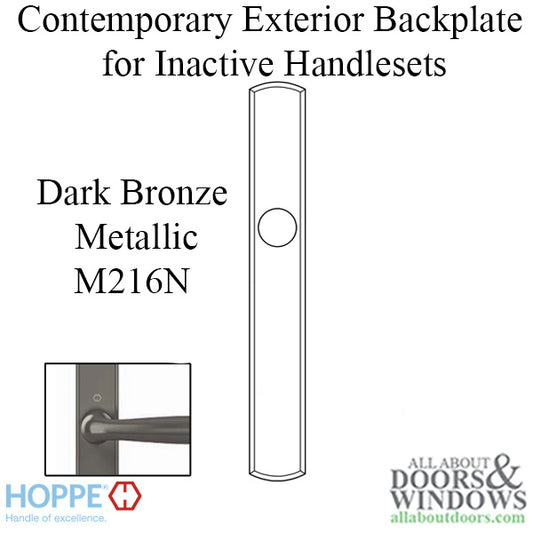 HOPPE Contemporary Exterior Backplate M216N for Inactive Handlesets - Dark Bronze Metallic