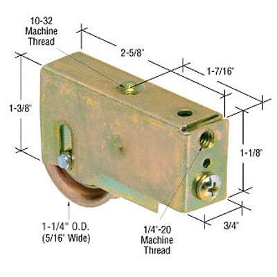 1-1/4  Steel Roller Assembly,  3/4 Housing