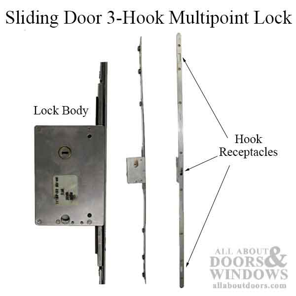 Sentinel Multipoint Sliding Door Lock 3 hooks - 45 mm - Stainless Steel - Sentinel Multipoint Sliding Door Lock 3 hooks - 45 mm - Stainless Steel