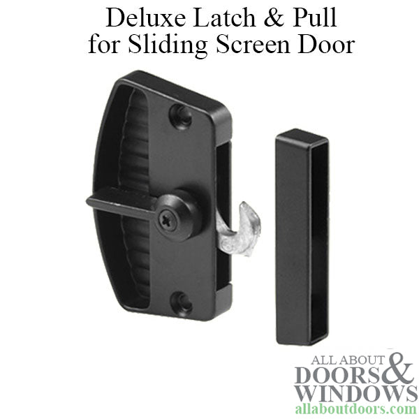 Deluxe Latch & Pull for Sliding Screen Door in Black - Deluxe Latch & Pull for Sliding Screen Door in Black