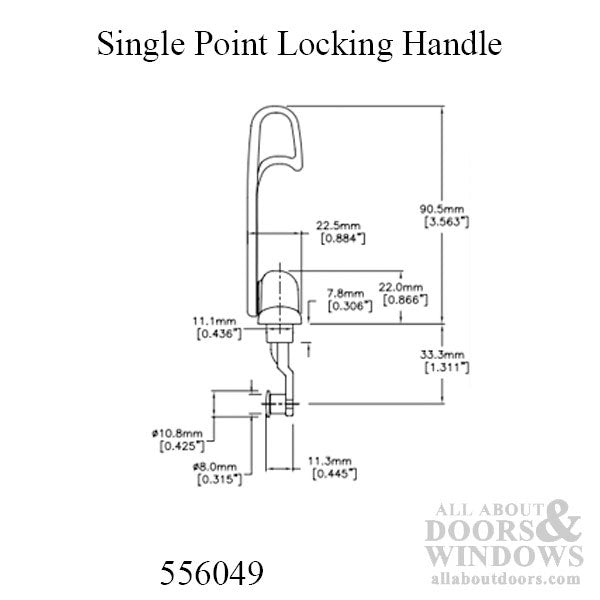 Single Point Locking Handle, Bend Straight Pin, 33mm, Non-Handed - Desert Tan - Single Point Locking Handle, Bend Straight Pin, 33mm, Non-Handed - Desert Tan