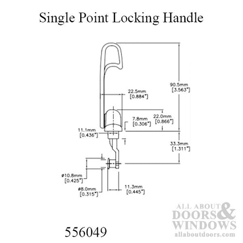 Single Point Locking Handle, Bend Straight Pin, 33mm, Non-Handed - Desert Tan - Single Point Locking Handle, Bend Straight Pin, 33mm, Non-Handed - Desert Tan