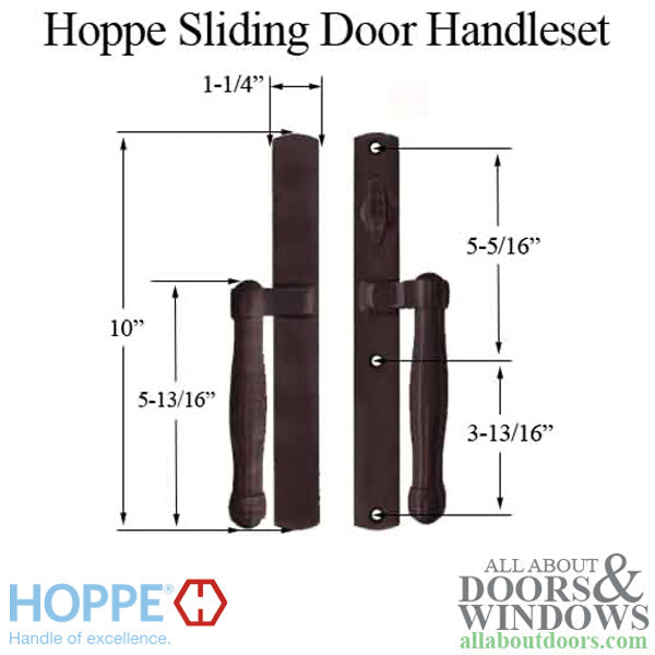 Hoppe HLS 9000 Sliding Door Handle Set M574/2165N Active Non-Keyed Rustic Umber - Hoppe HLS 9000 Sliding Door Handle Set M574/2165N Active Non-Keyed Rustic Umber