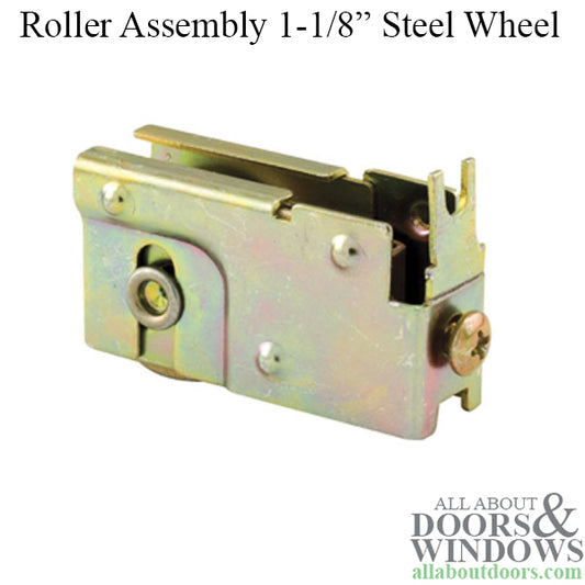 Roller Assembly for Sliding Patio Doors with Adjustable Steel Housing 1.125 Inch Steel Ball Bearing Wheel Diameter