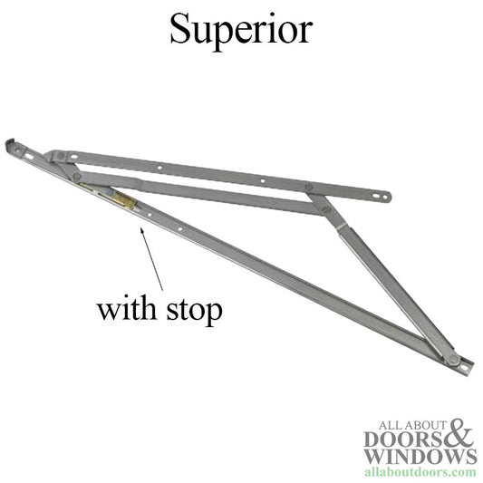 Anderberg 301SS Superior 4 Bar Awning Window Hinge with Stop Stainless Steel 28" Track
