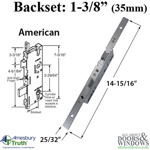 20mm P2000 Active 35/92 SPL Mortise Lock Body, American Version Gearbox - 20mm P2000 Active 35/92 SPL Mortise Lock Body, American Version Gearbox