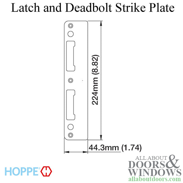 HOPPE Latch and Deadbolt Strike Plate with Curved Lip - HOPPE Latch and Deadbolt Strike Plate with Curved Lip