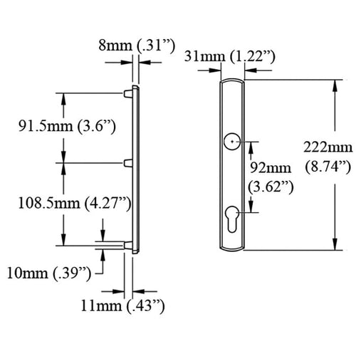 HOPPE Contemporary Exterior Backplate M216N for Active Handlesets - Resista Brass - HOPPE Contemporary Exterior Backplate M216N for Active Handlesets - Resista Brass