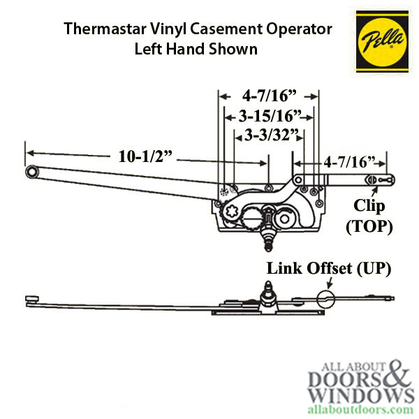 Discontinued - Pella Thermastar Vinyl Casement Operator, Left Hand Window - Replace with 55053 - Discontinued - Pella Thermastar Vinyl Casement Operator, Left Hand Window - Replace with 55053