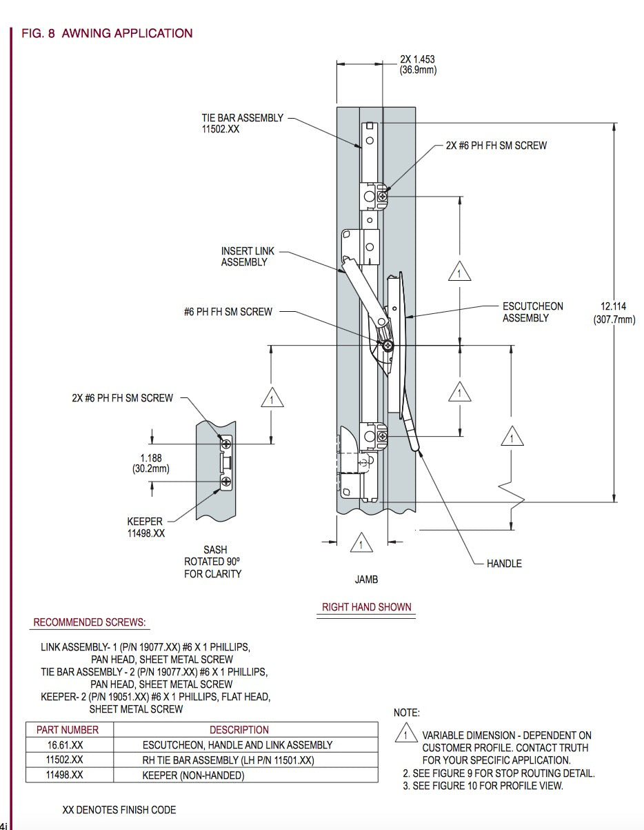 Insert  Link  Assembly; Multipoint Lock windows, Truth # 11648.92 - Insert  Link  Assembly; Multipoint Lock windows, Truth # 11648.92