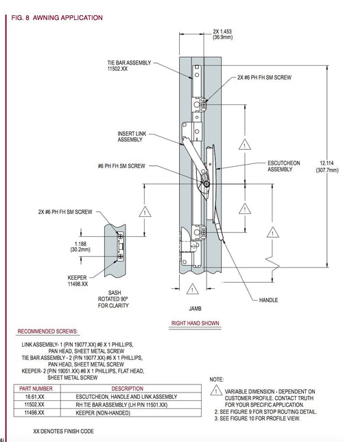 Insert  Link  Assembly; Multipoint Lock windows, Truth # 11648.92 - Insert  Link  Assembly; Multipoint Lock windows, Truth # 11648.92